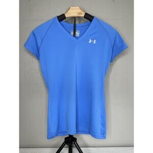 Under Armour T-Shirt Womens Size XS Blue Short Sleeve Semi Fitted Heat Gear